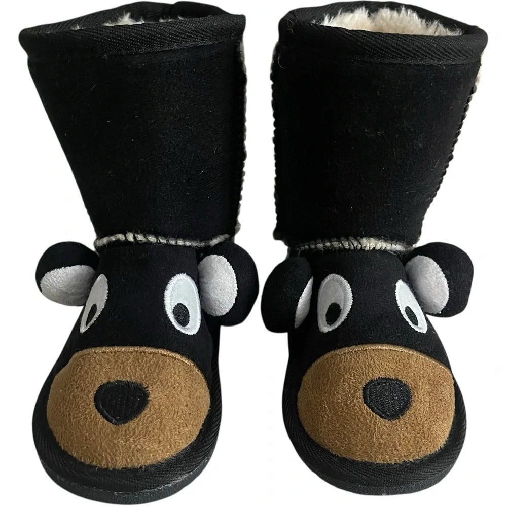 Lazy One Kid's Bear Slipper Boots - Toasty Toez - Fleece Lined - XXS (kids 4-5)